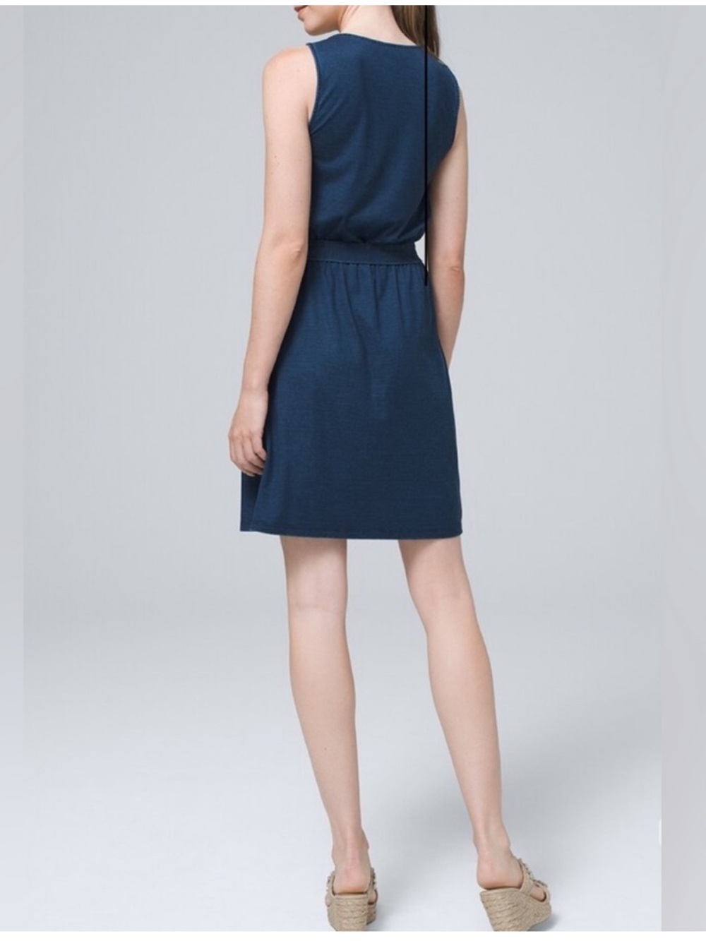 White House Black Market Faux Wrap Mini Dress in Indigo Blue Size 4 - Picture 2 of 9